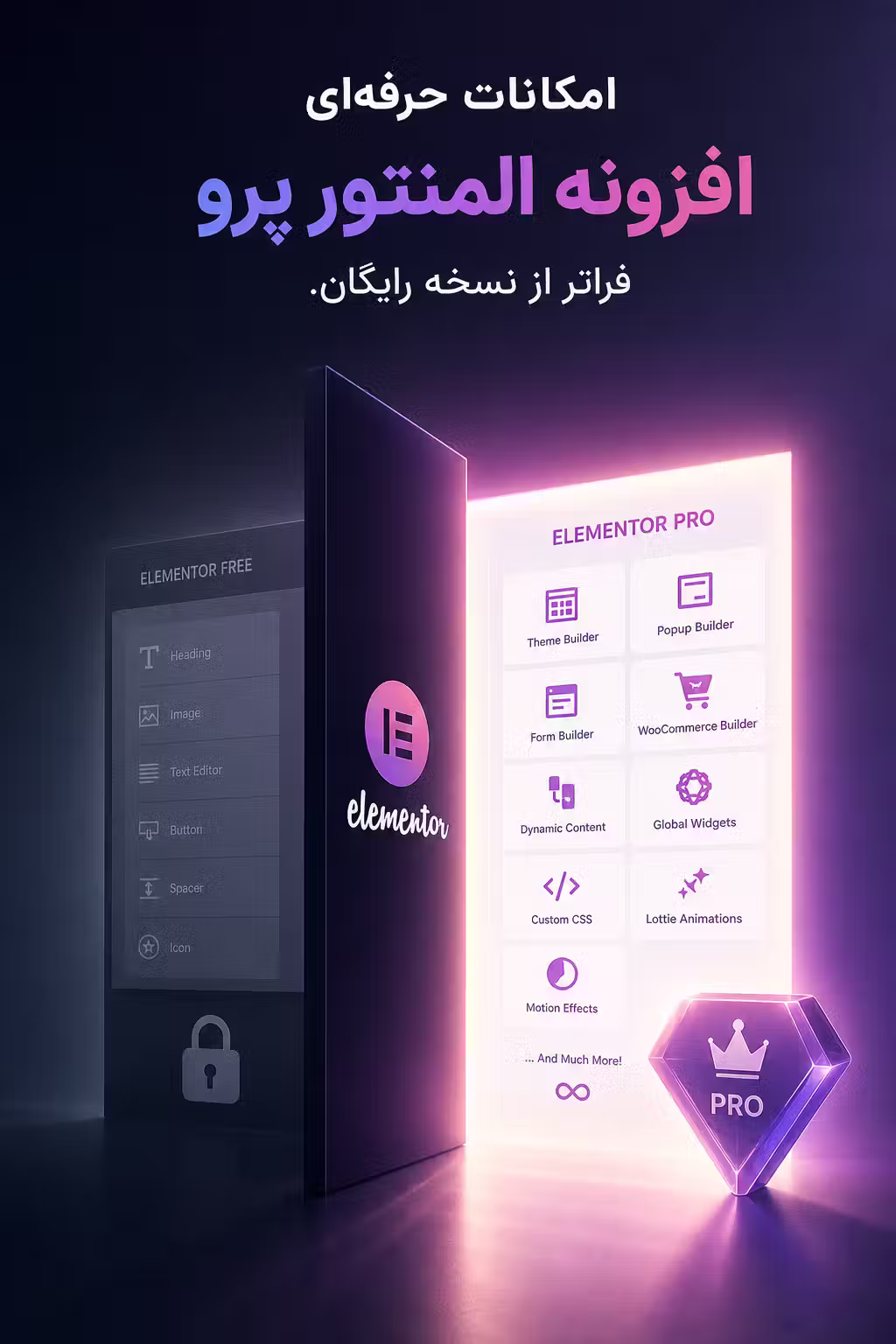 امکانات حرفه‌ای افزونه المنتور پرو فراتر از نسخه رایگان