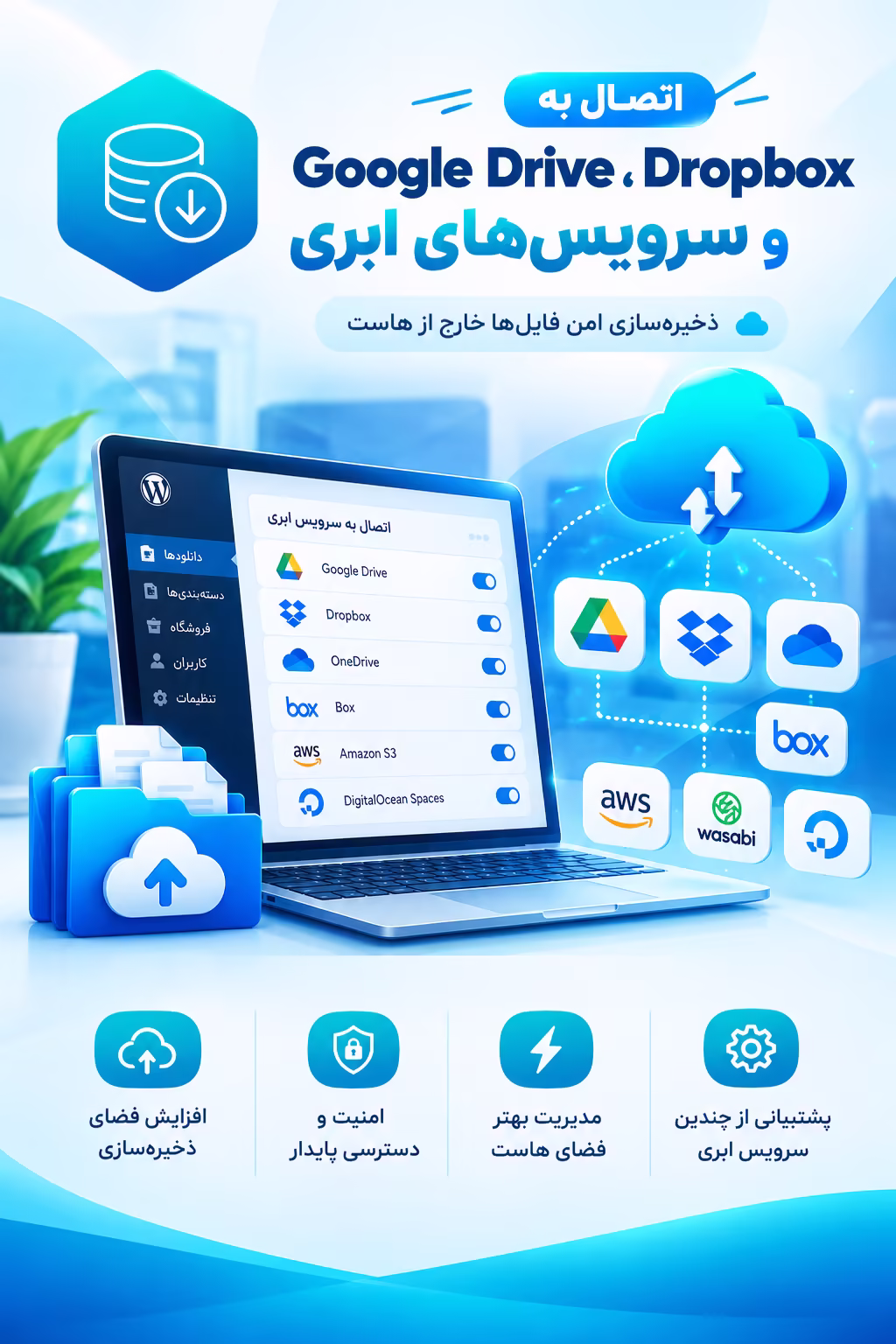 اتصال به Google Drive، Dropbox و سرویس‌های ابری