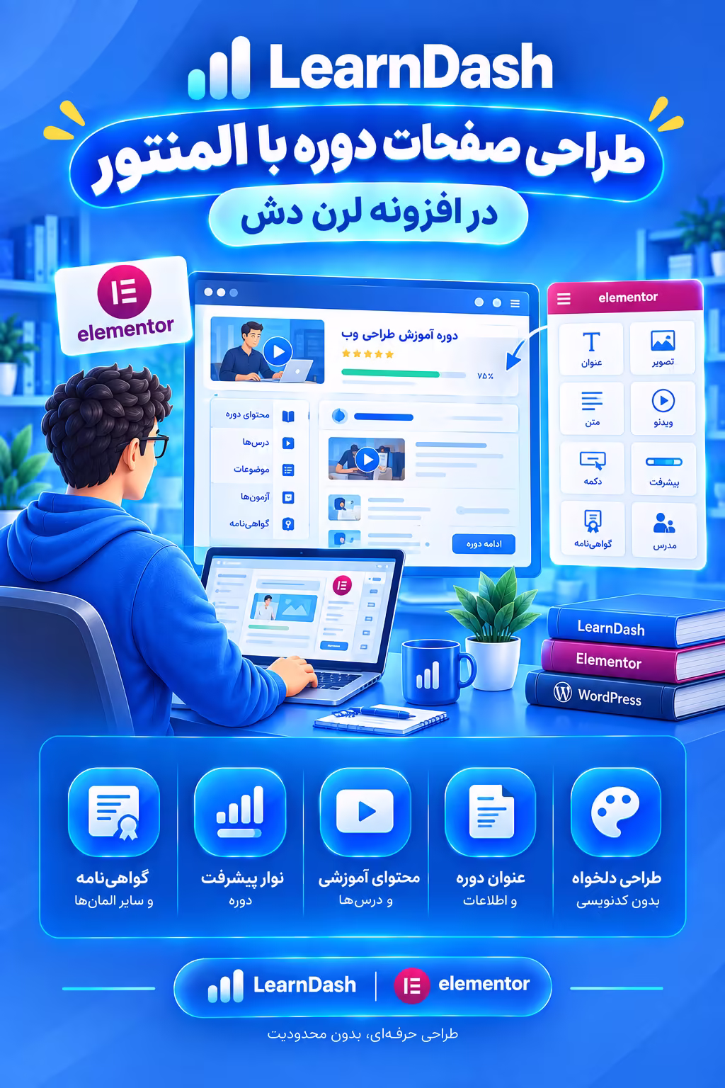 طراحی صفحات دوره با المنتور در افزونه learndash