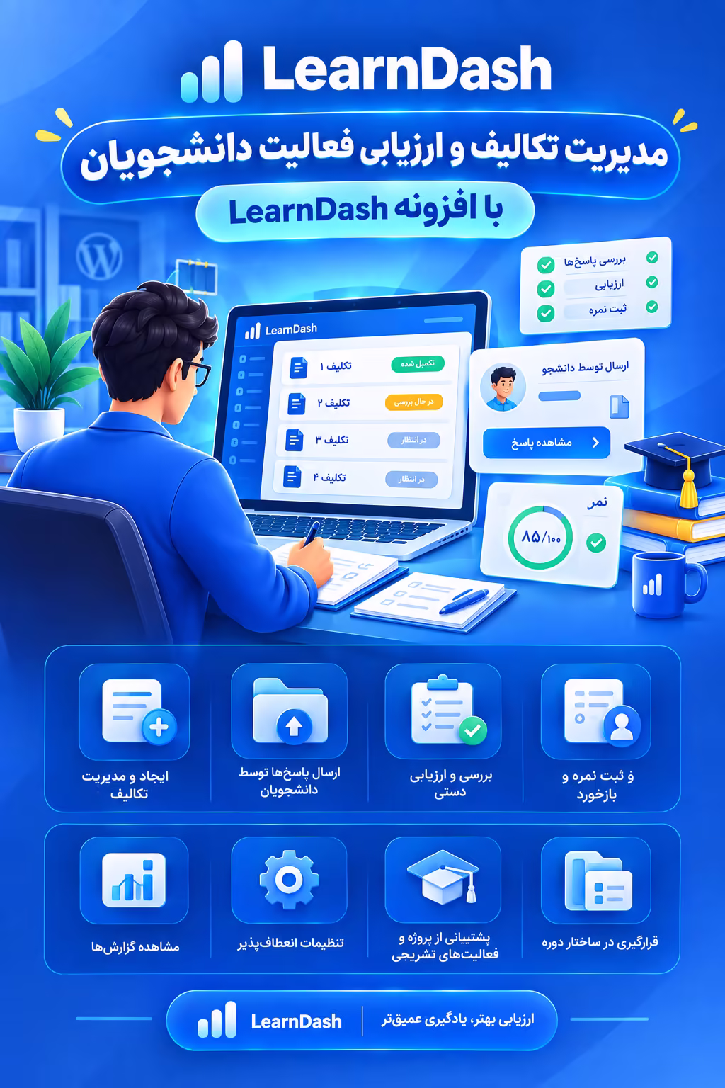 مدیریت تکالیف و ارزیابی فعالیت دانشجویان با افزونه LearnDash