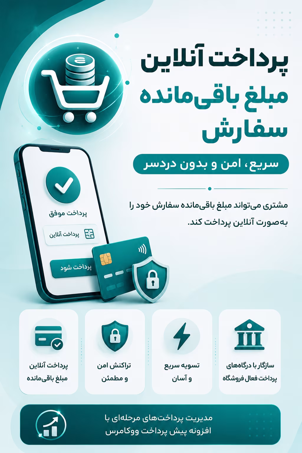 پرداخت آنلاین مبلغ باقی‌مانده سفارش