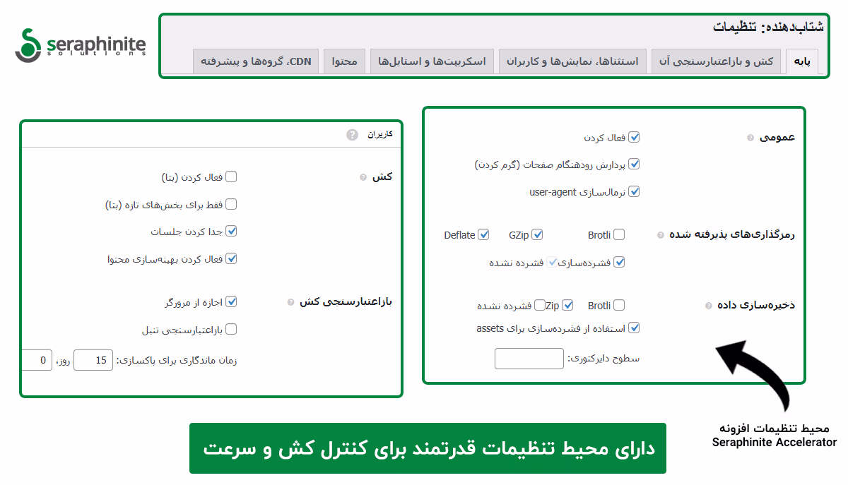 افزونه seraphinite accelerator نسخه نامحدود Full 2 محیط تنظیمات پلاگین seraphinite accelerator