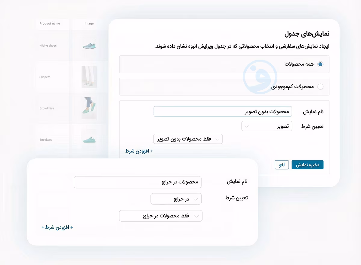 ایجاد نماهای نامحدود برای نمایش محصولات در جدول