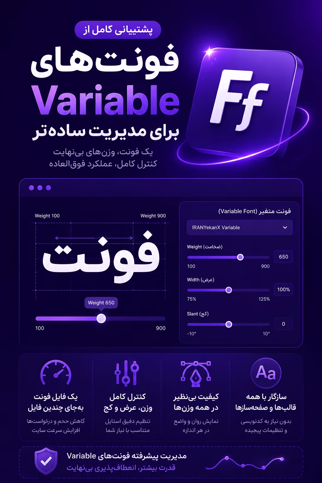پشتیبانی کامل از فونت‌های Variable برای مدیریت ساده‌تر